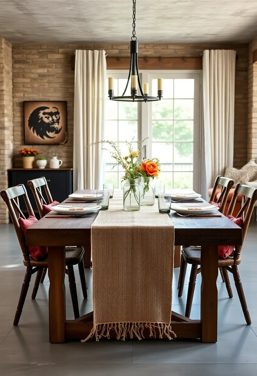 Rustic charm:⁢ Dress your​ wooden⁢ dining table with a burlap runner​ and ​mason jar centerpieces for a cozy, countryside vibe