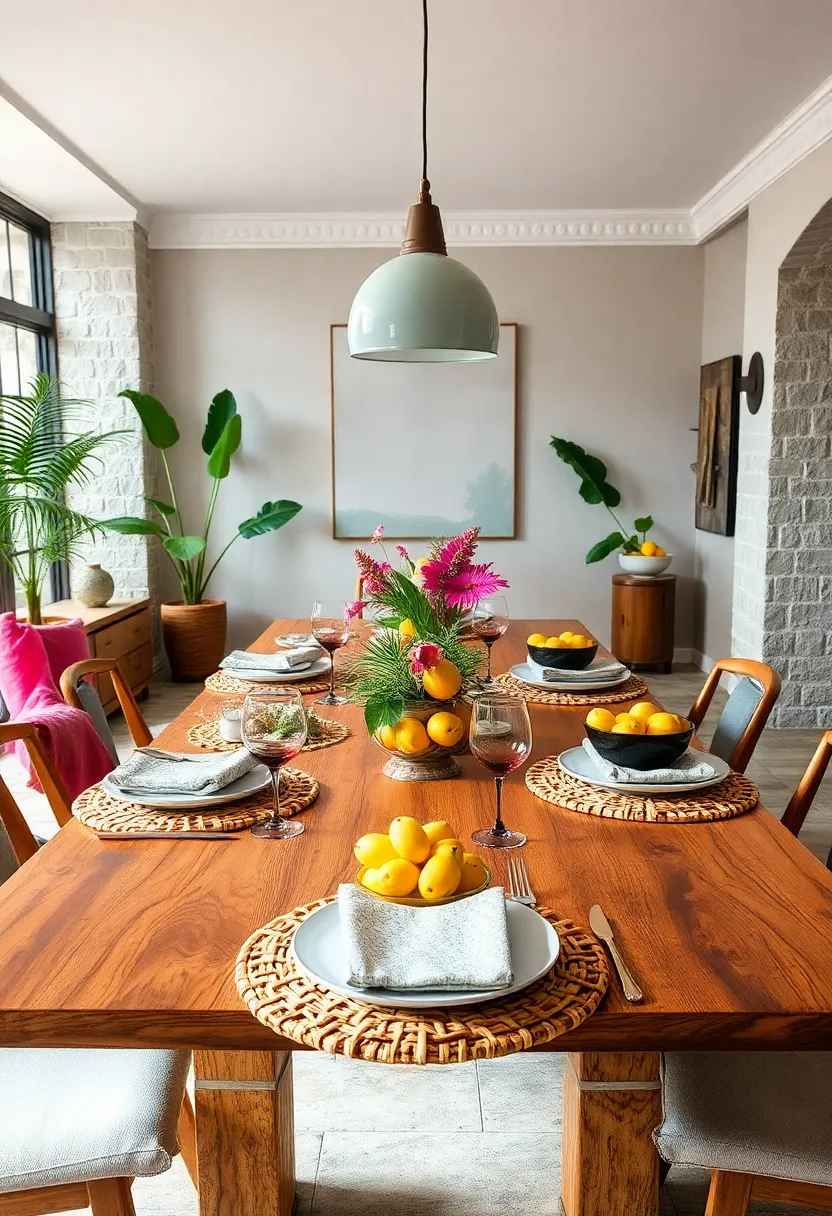Tropical ‌Escape:‍ Use bright, leafy placemats, bamboo⁢ chargers, and vibrant fruit ​bowls to transport guests to‍ an ⁣island paradise