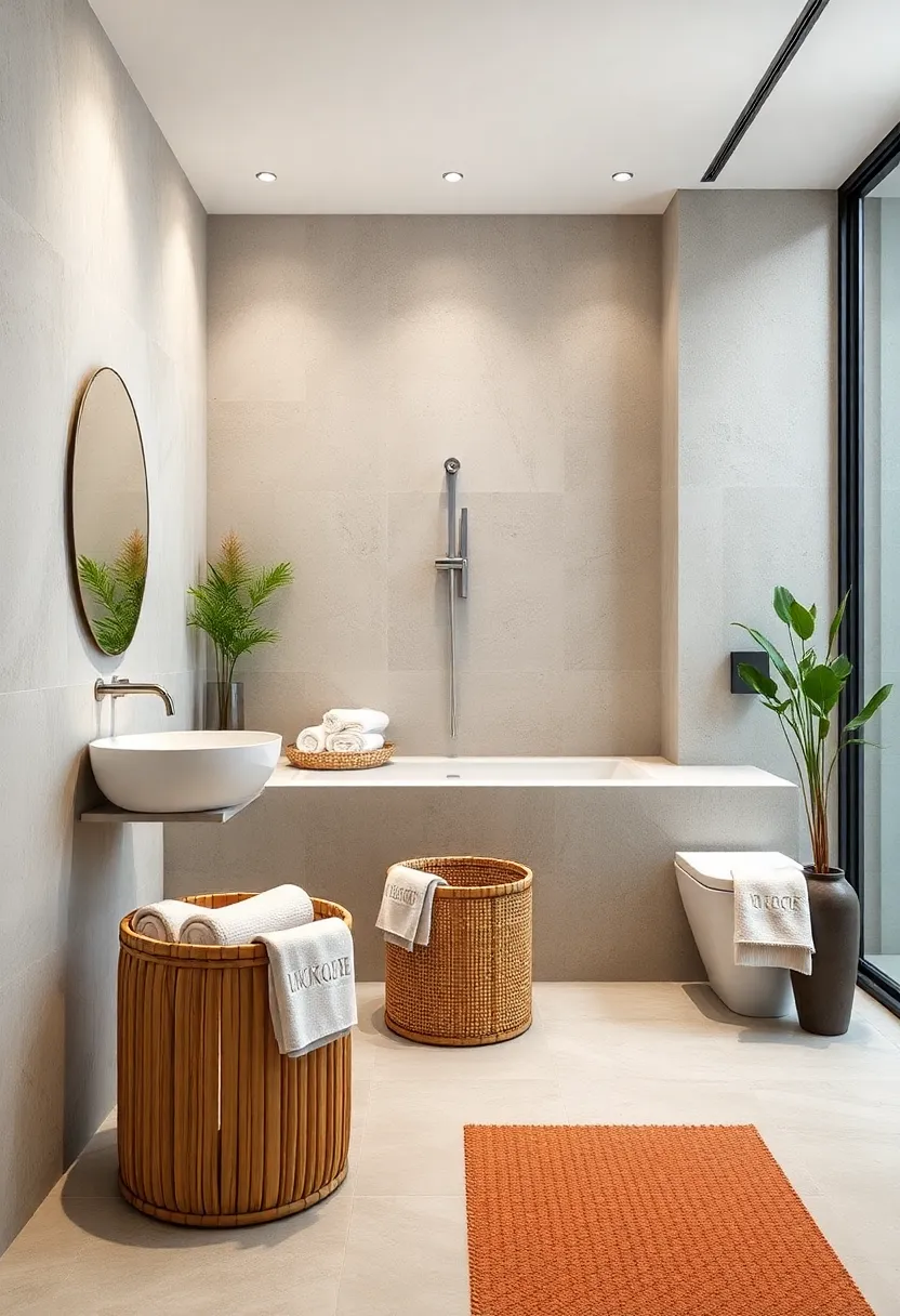 Bamboo Laundry Hampers: Stylish yet discreet bamboo⁢ hampers complement ​your ⁤Zen décor while hiding towels ⁢and clothes