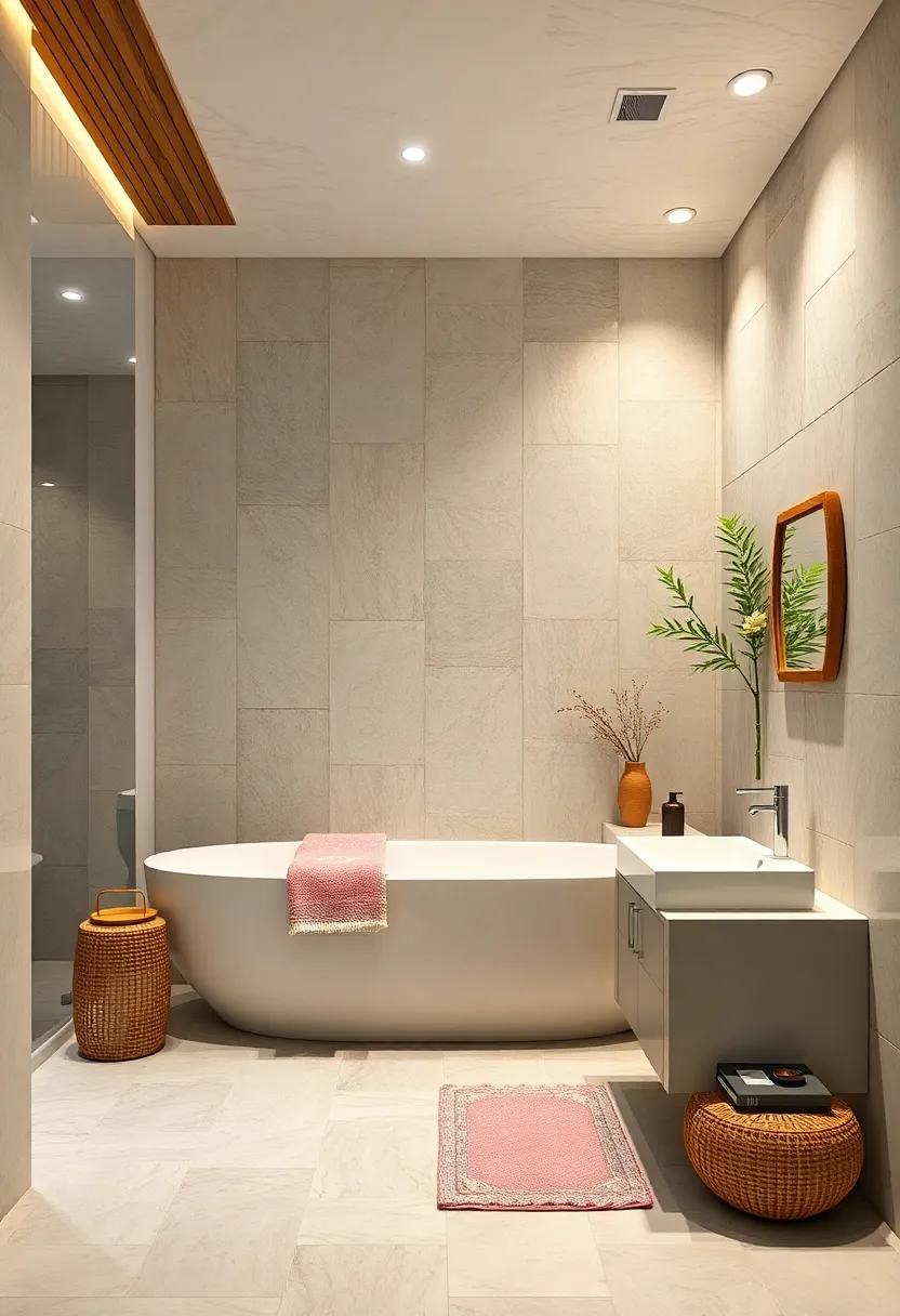 Bamboo​ Towel racks: Simple bamboo racks keep towels within easy reach ‍and ‍echo ​the ⁤room’s natural theme