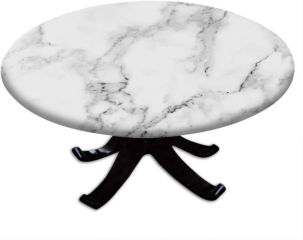 How We Loved the Marble Round Table Cloth for Our 40