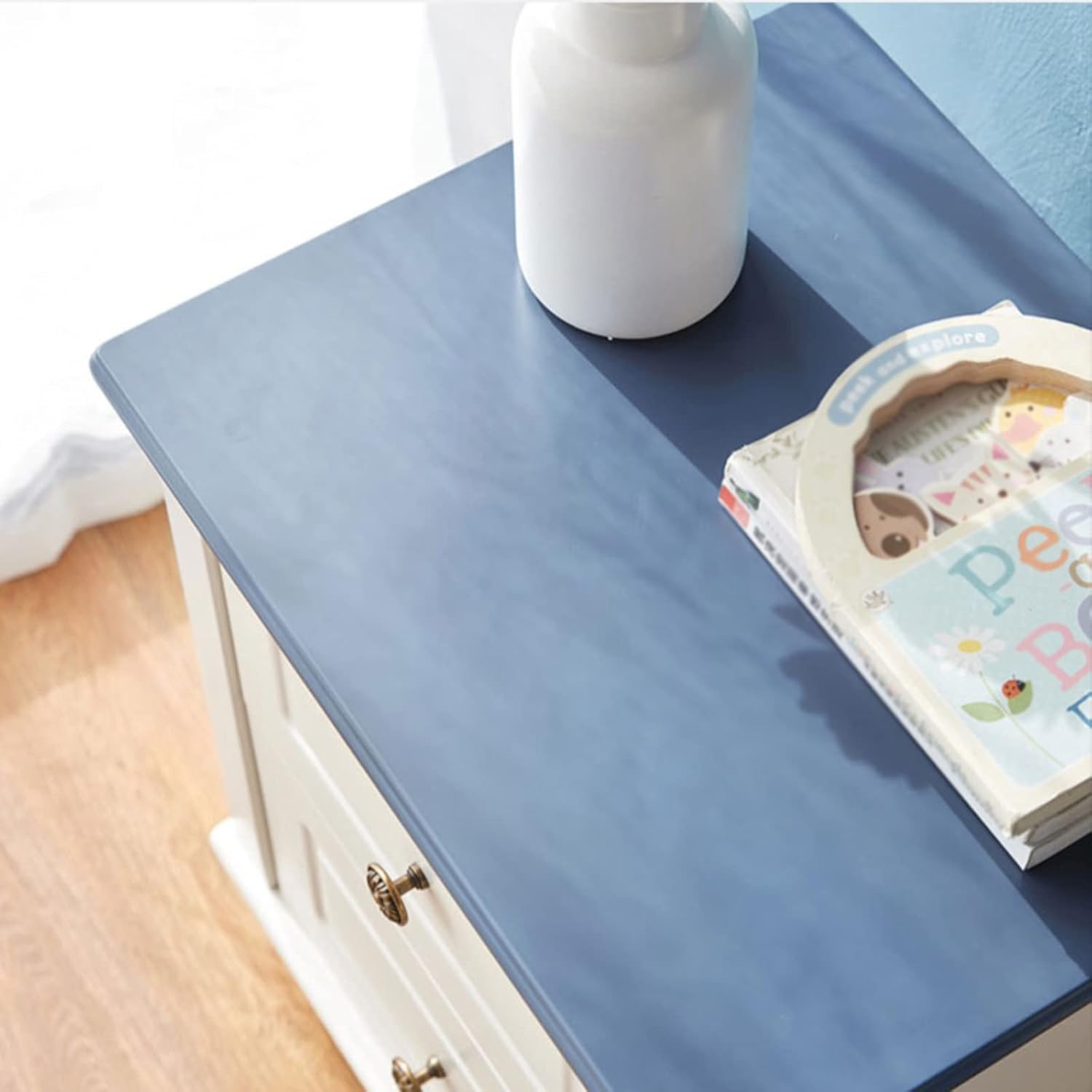 our Honest Take on the White & Blue Vintage Nightstand with Storage