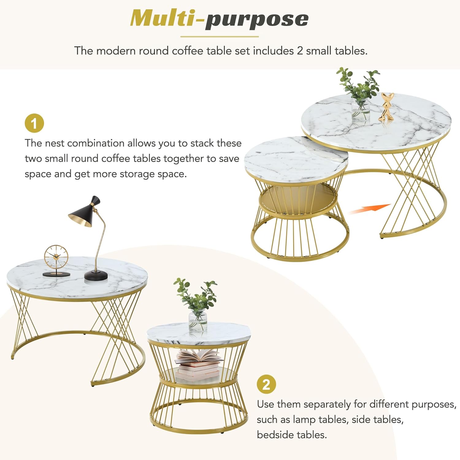 our Take on the Merax White & Gold Nested Coffee Table Set