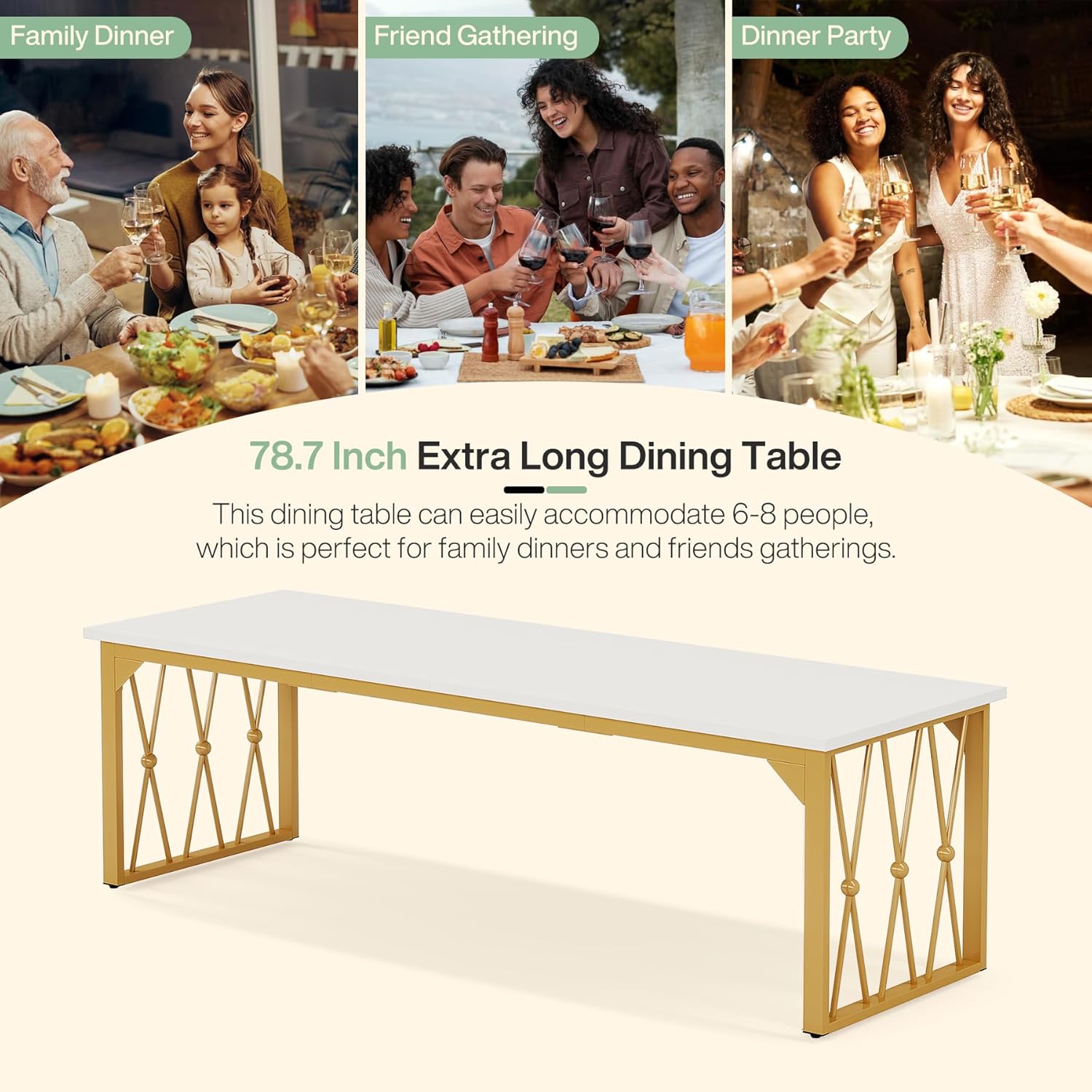 Our Honest Take on the Tribesigns 8-Person White & ⁤Gold Table