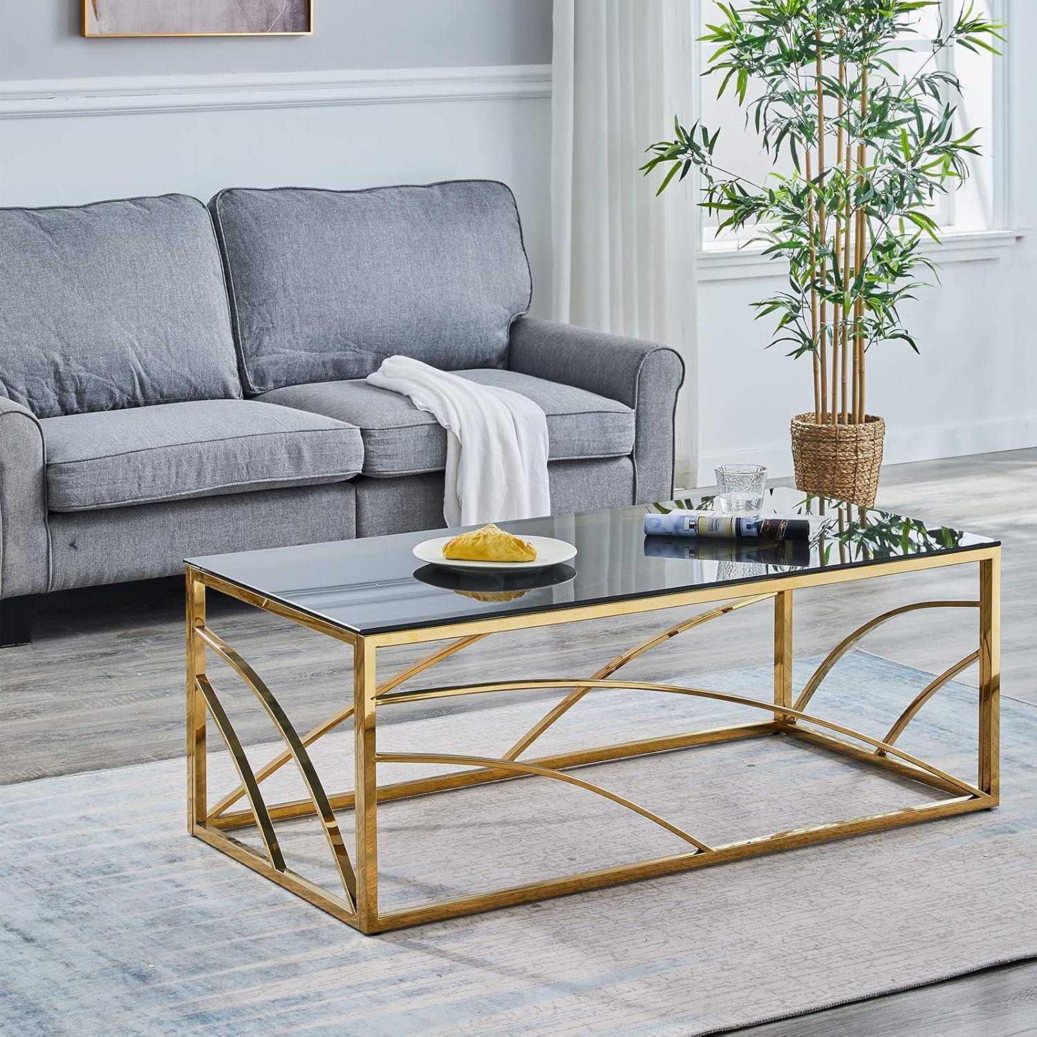 Our Take on the Sleek Gold & Glass Coffee Table ‍for ‍Living Rooms