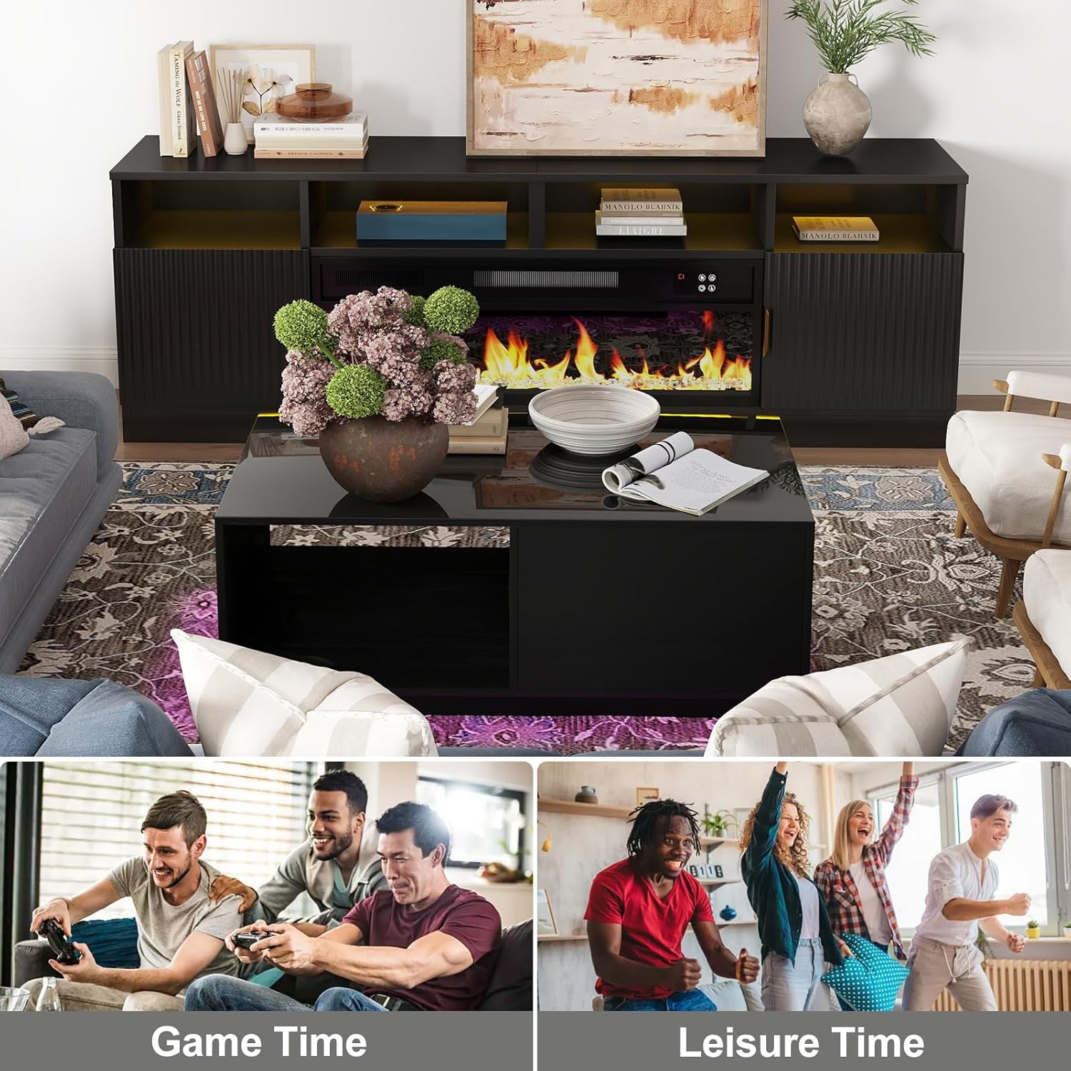 Our honest Take: Sleek LED Black Coffee Table with Storage & Lights