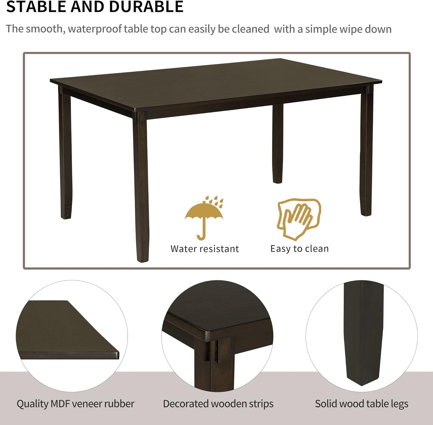 Our ​Take on the 6Pcs Wooden‍ Espresso Dining Set: Stylish & Space-Saving