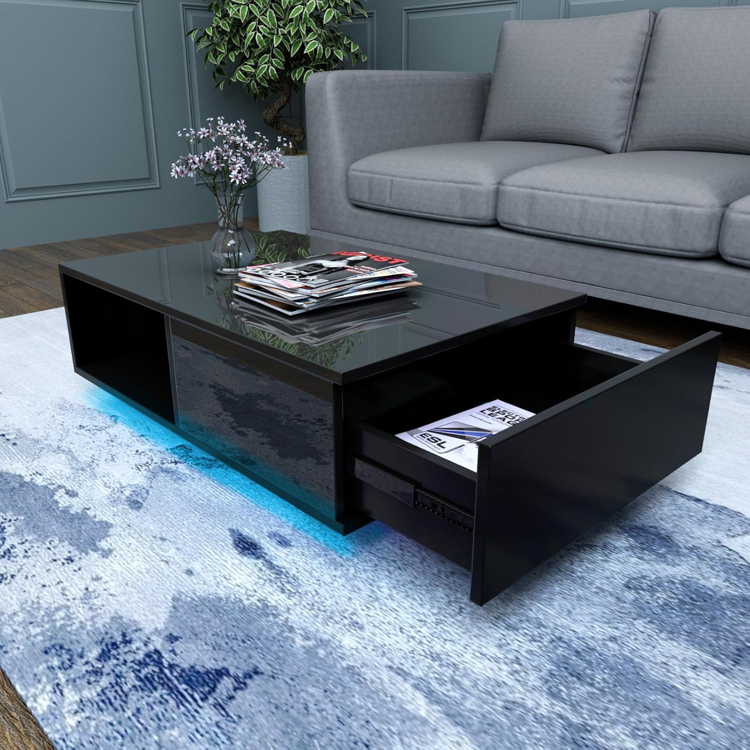 Our Honest Take: Sleek LED Black Coffee Table with Storage & Lights