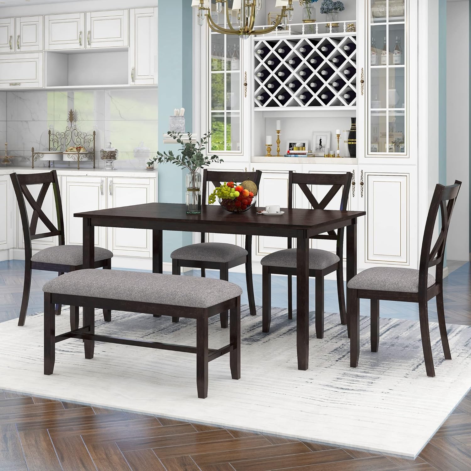 Our Take on the 6Pcs Wooden Espresso Dining Set: ⁤Stylish & Space-Saving