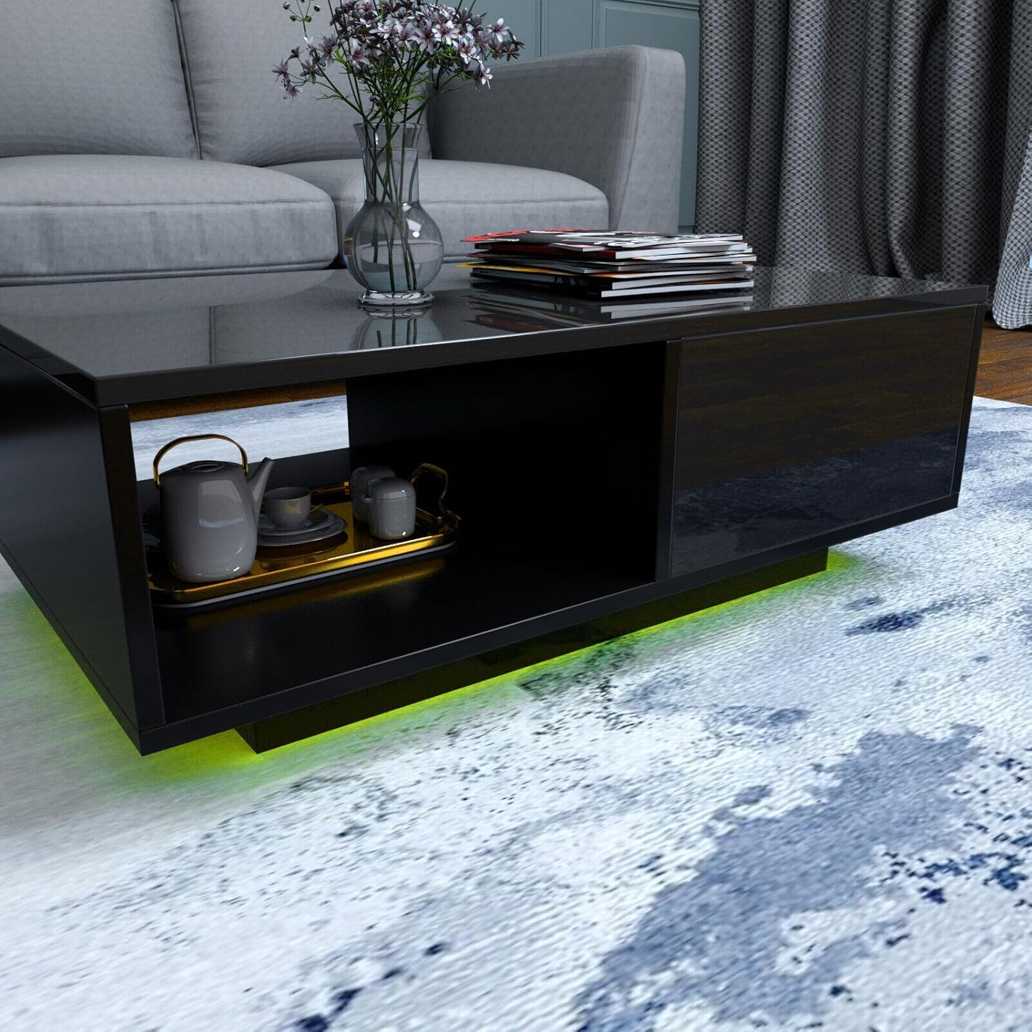 Our Honest Take: sleek LED Black coffee Table with Storage & Lights