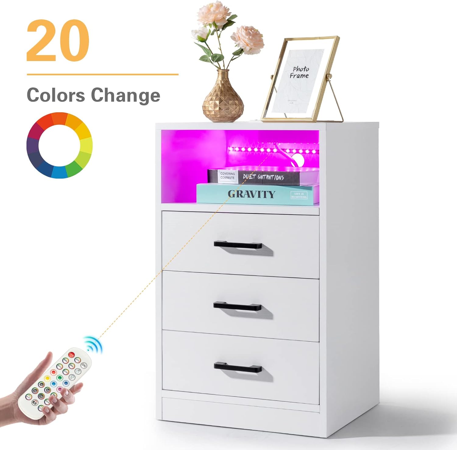 Our Review: Stylish ⁤White Nightstand with LED & USB power Ports