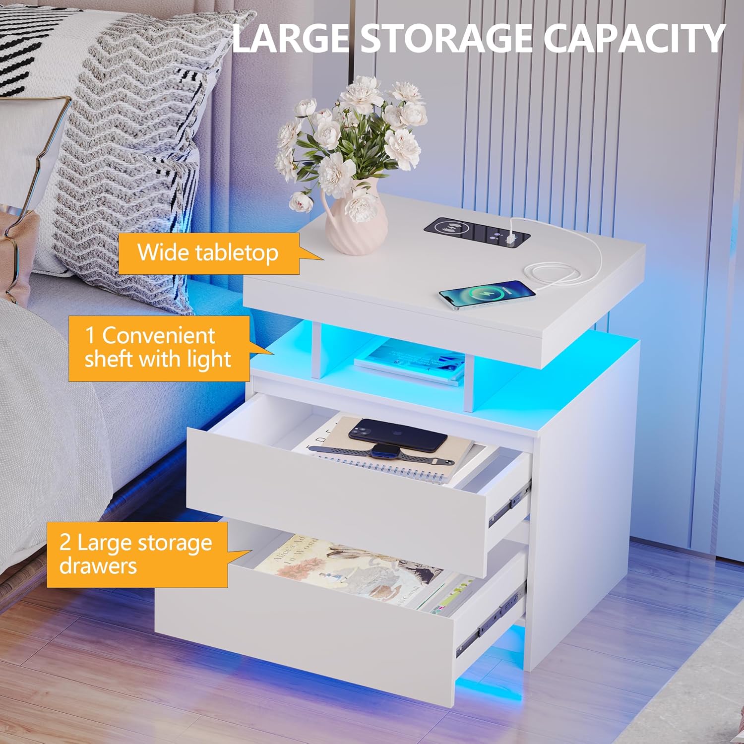 Our Honest Take: dnbss Smart Nightstand with LED & Charging