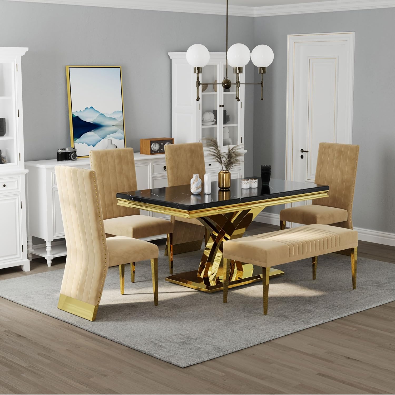 Our Take ⁣on AUZ's Glam Gold Dining Set: Style Meets Sturdy Comfort
