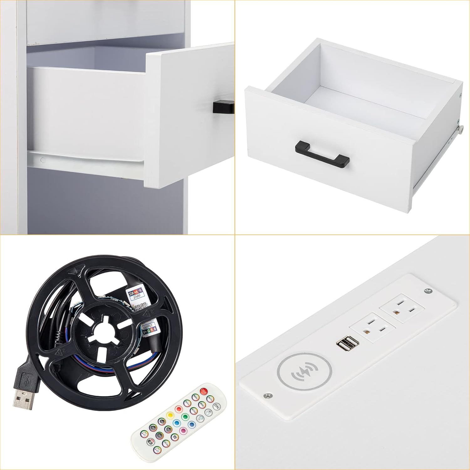 Our ​Review: Stylish White Nightstand with LED & USB power ports