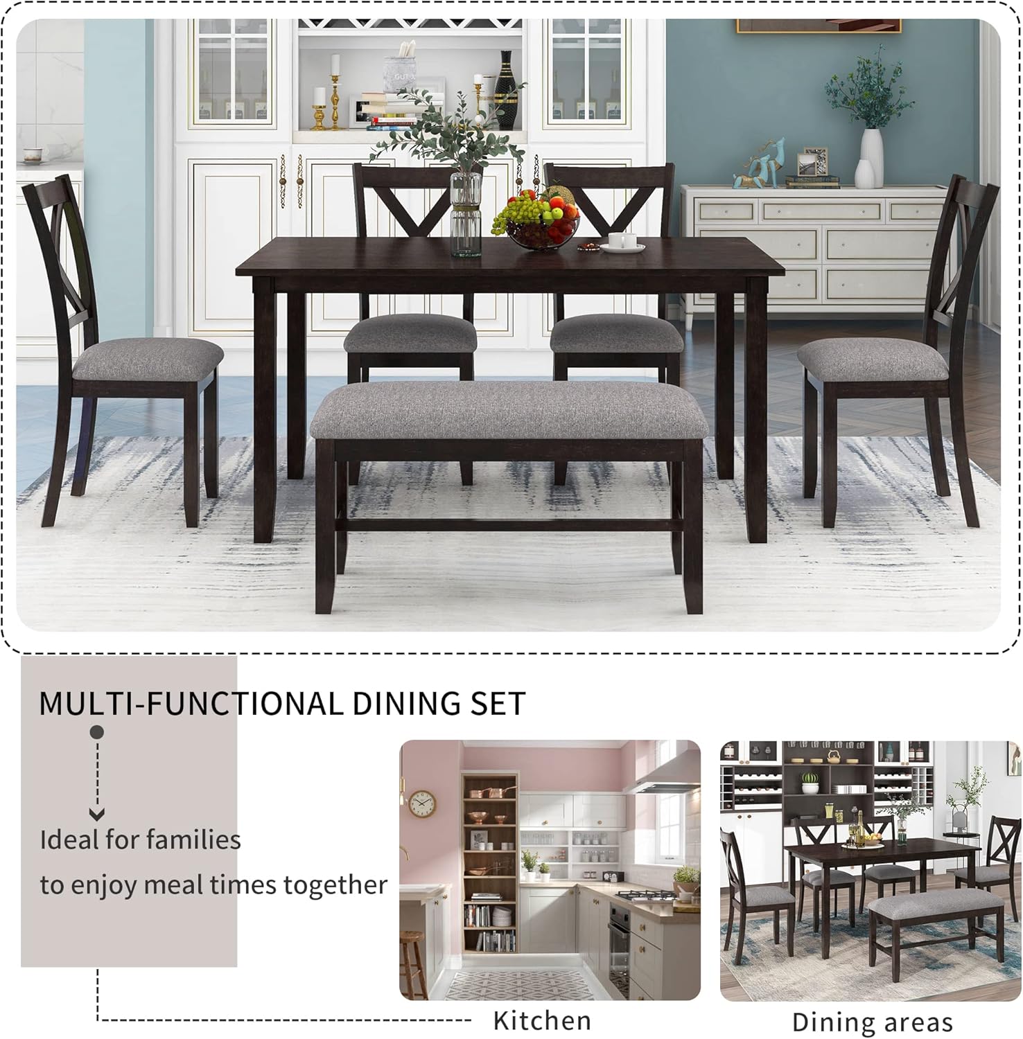 Our ⁢Take on the 6Pcs Wooden Espresso Dining Set: Stylish & Space-saving
