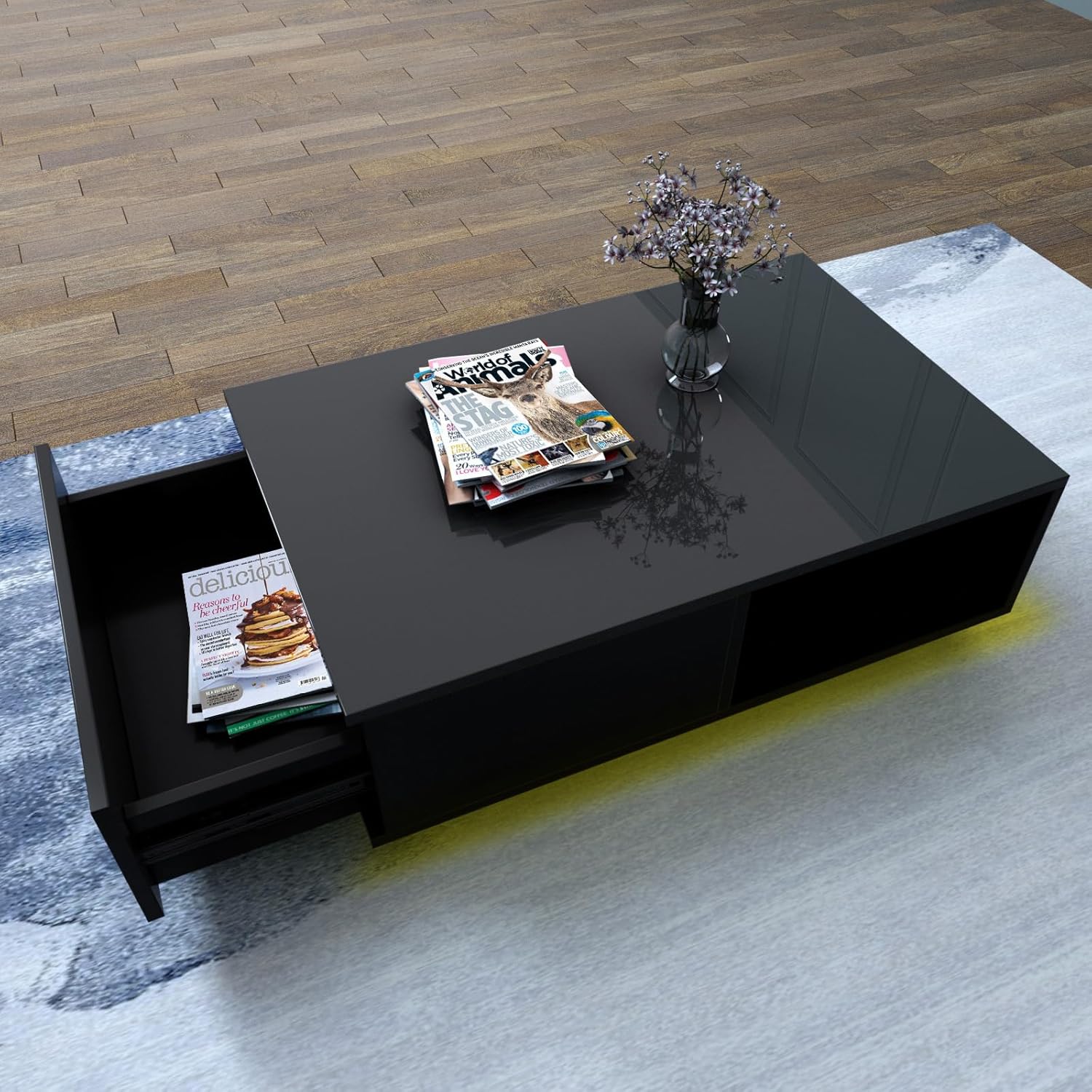 Our Honest Take: Sleek LED Black Coffee Table with Storage & Lights