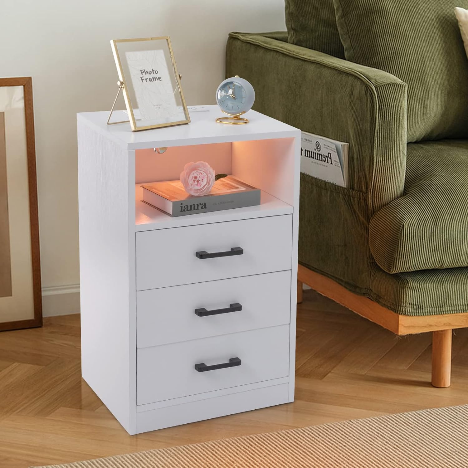 Our ⁣Review: ‍Stylish White Nightstand with LED &​ USB Power Ports