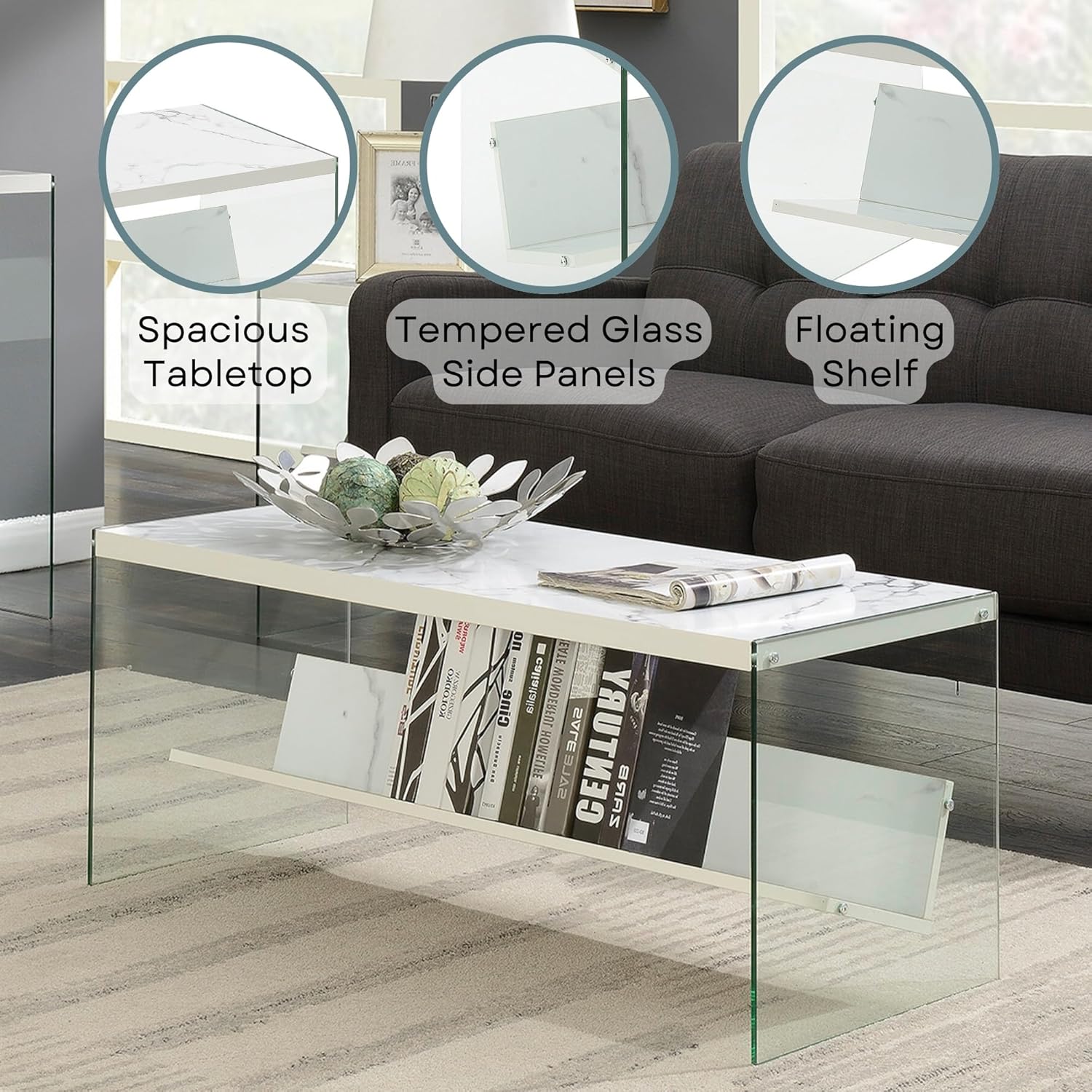 Why We Love the soho Glass Coffee Table's Stylish Storage