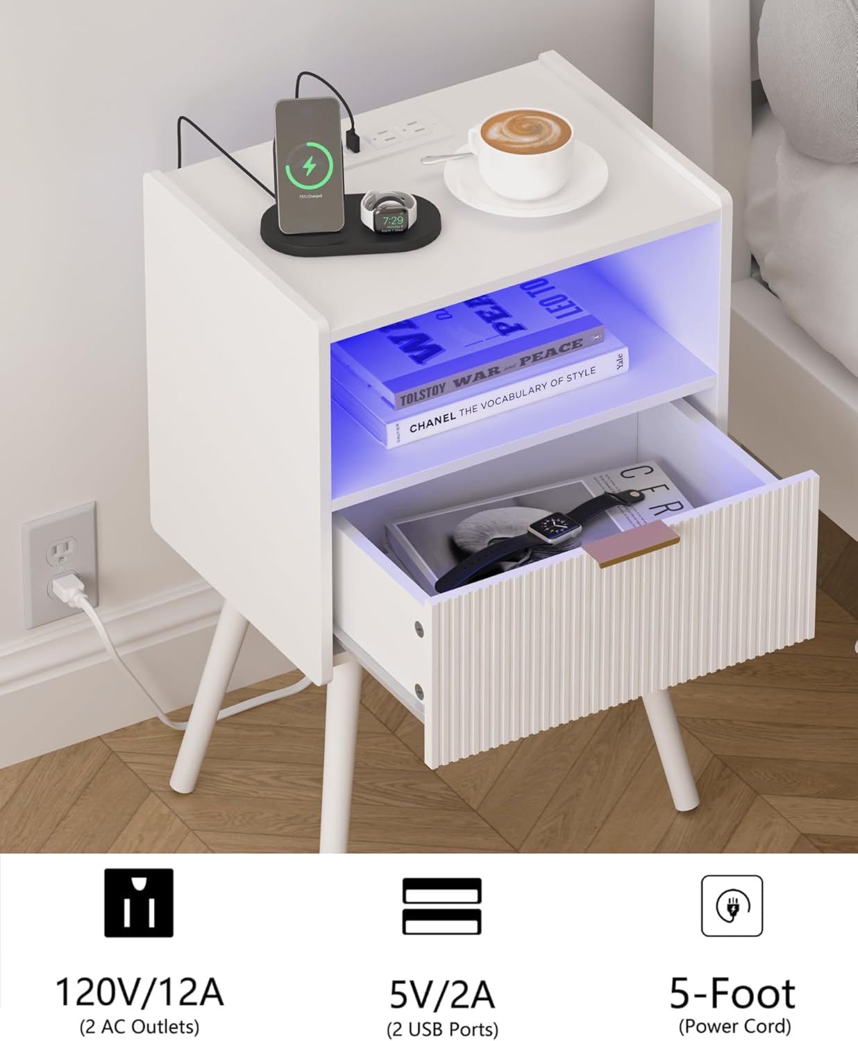 Our Honest Take on the white Nightstand with LEDs & Charging Hub