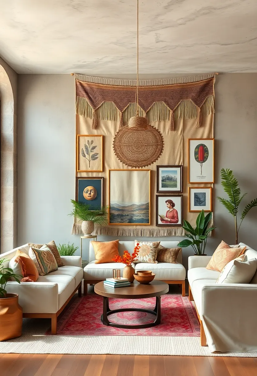 Create a Gallery Wall Combining Small tapestries and art Prints