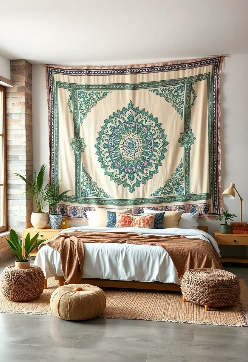 Drape Large Wall Tapestries Behind a Bed for a Cozy Canopy Feel
