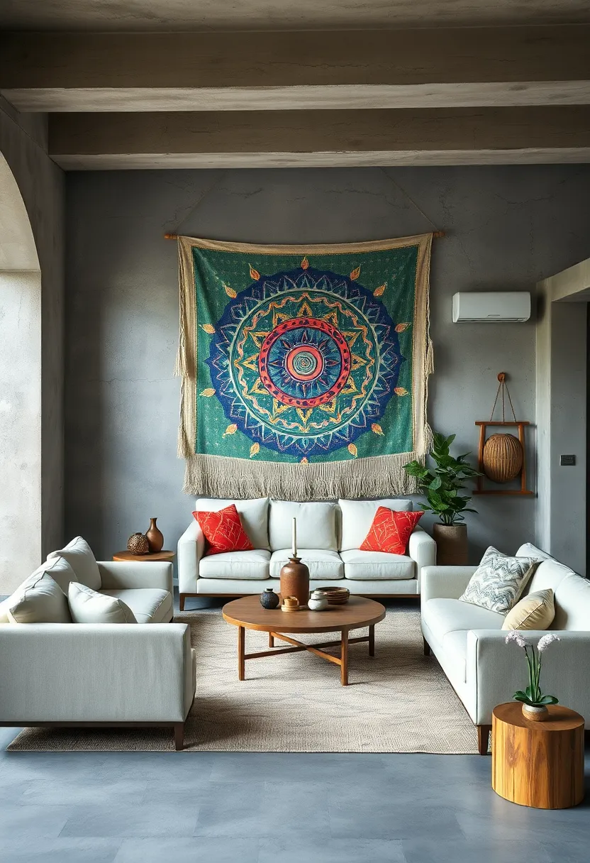 Soften Industrial Spaces by Layering Boho Wall Hangings