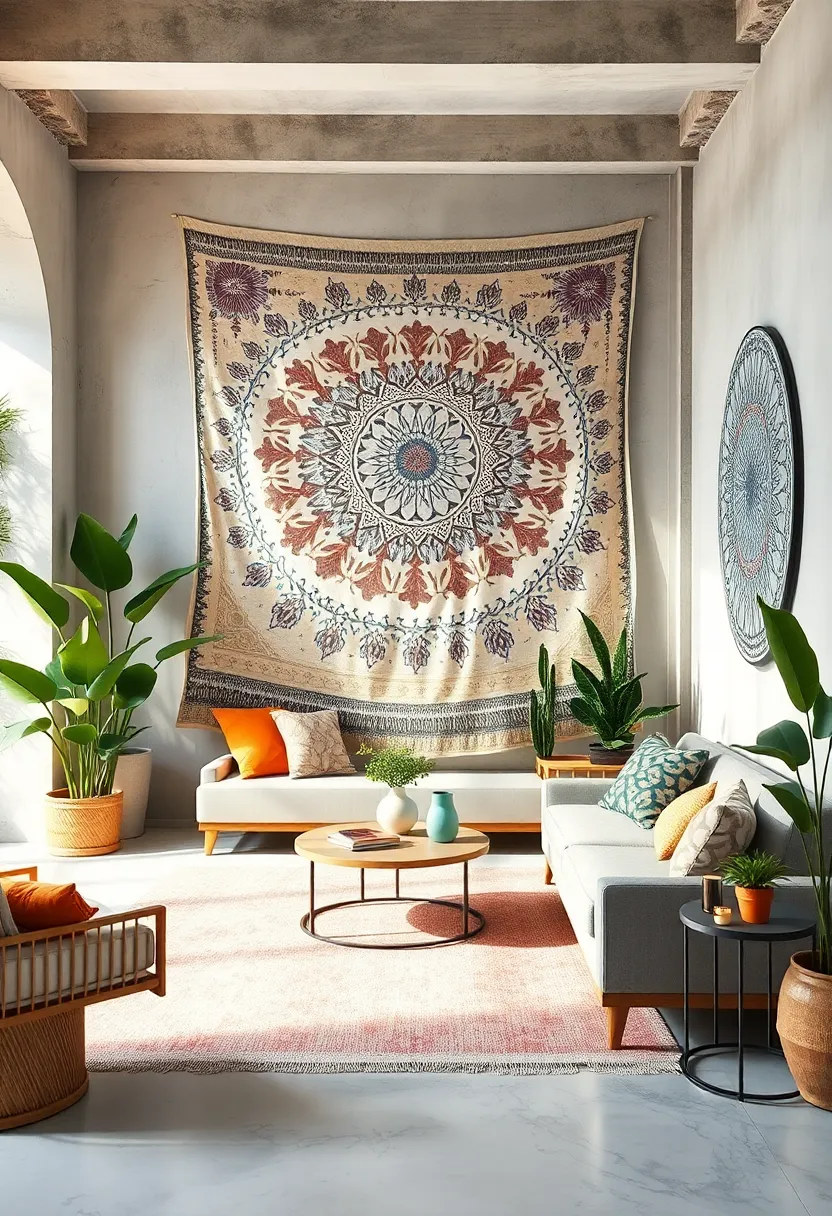 Use Tapestries as Backdrops for Indoor Plant Displays