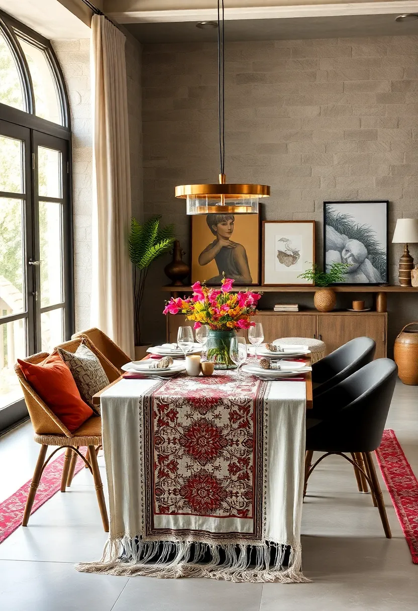 Choose a bold, patterned table runner to inject personality and color into your⁣ dining setup