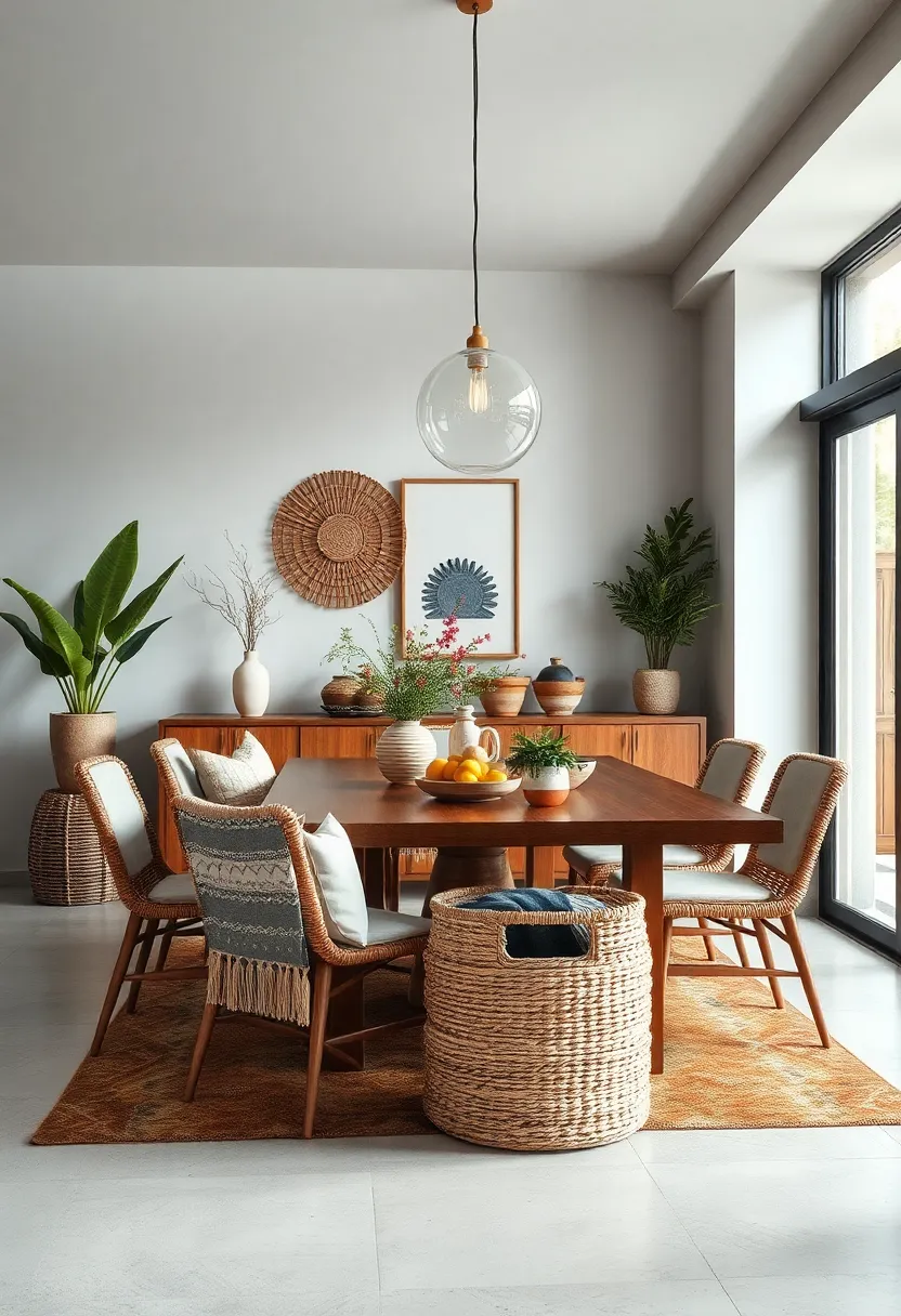 Include a woven basket storage unit to keep dining ⁢essentials⁣ handy and visually ‌appealing