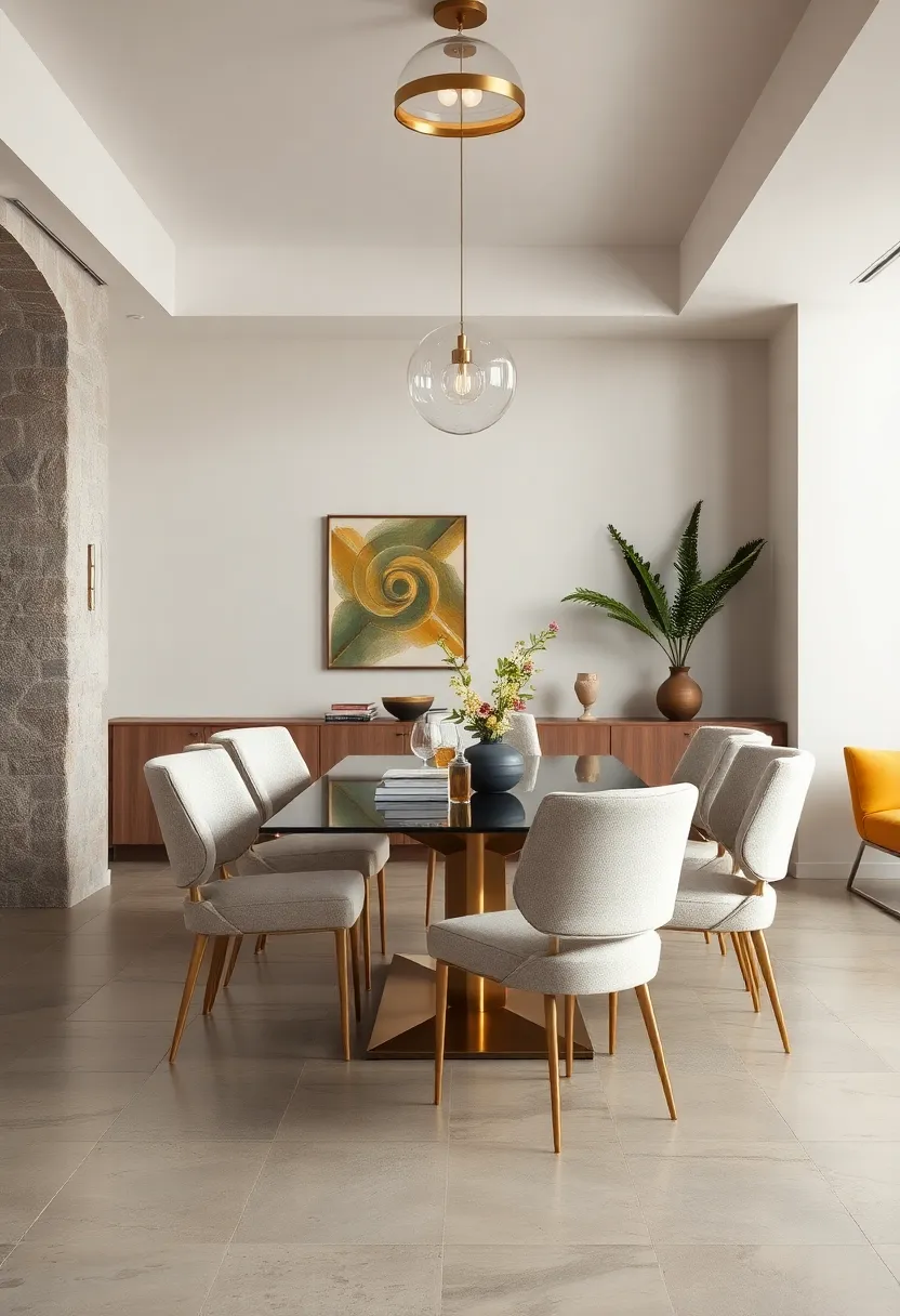 Upholstered Dining Chair with‌ Brass ⁤Legs: Sleek ⁤metallic ⁤details complement plush seating for​ refined comfort