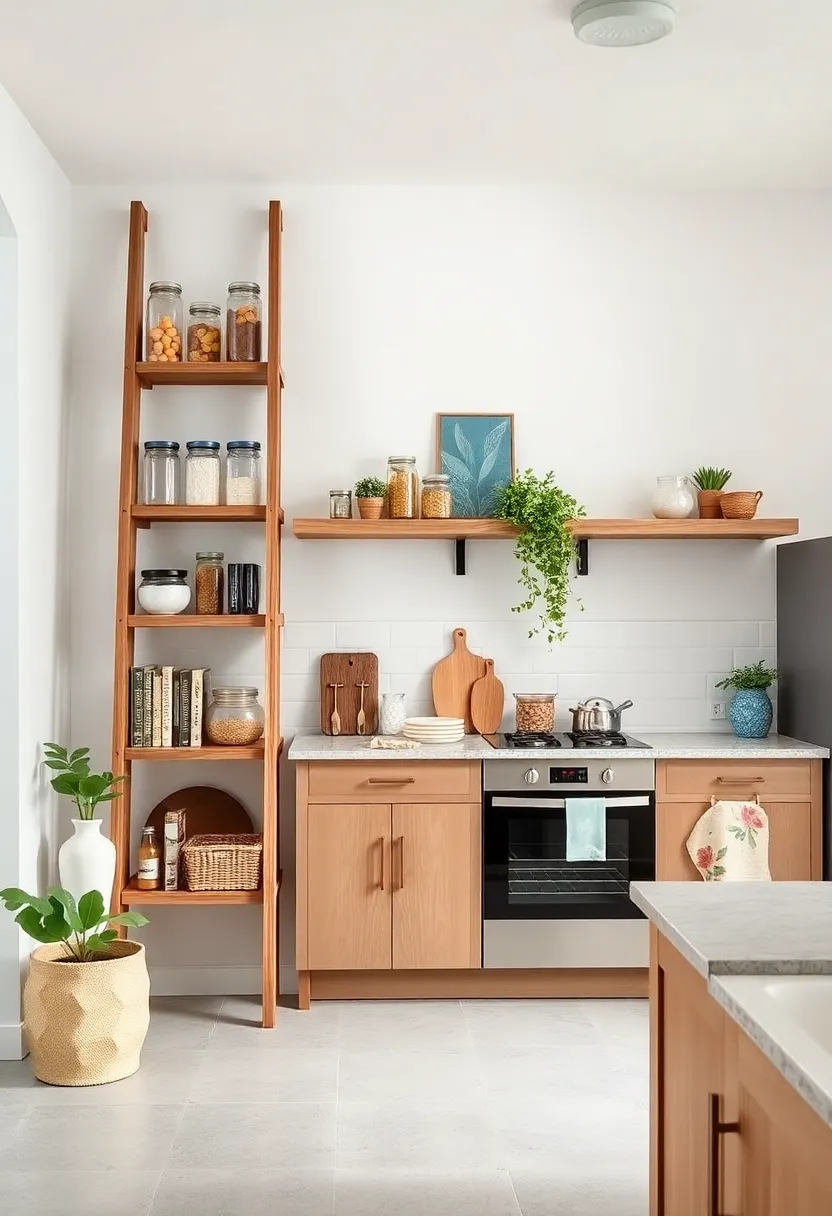 Ladder-Style Wooden ‍Shelving Unit:⁤ This tiered ladder⁢ design brings a⁣ touch of rustic simplicity while offering ample space for​ jars and cookbooks
