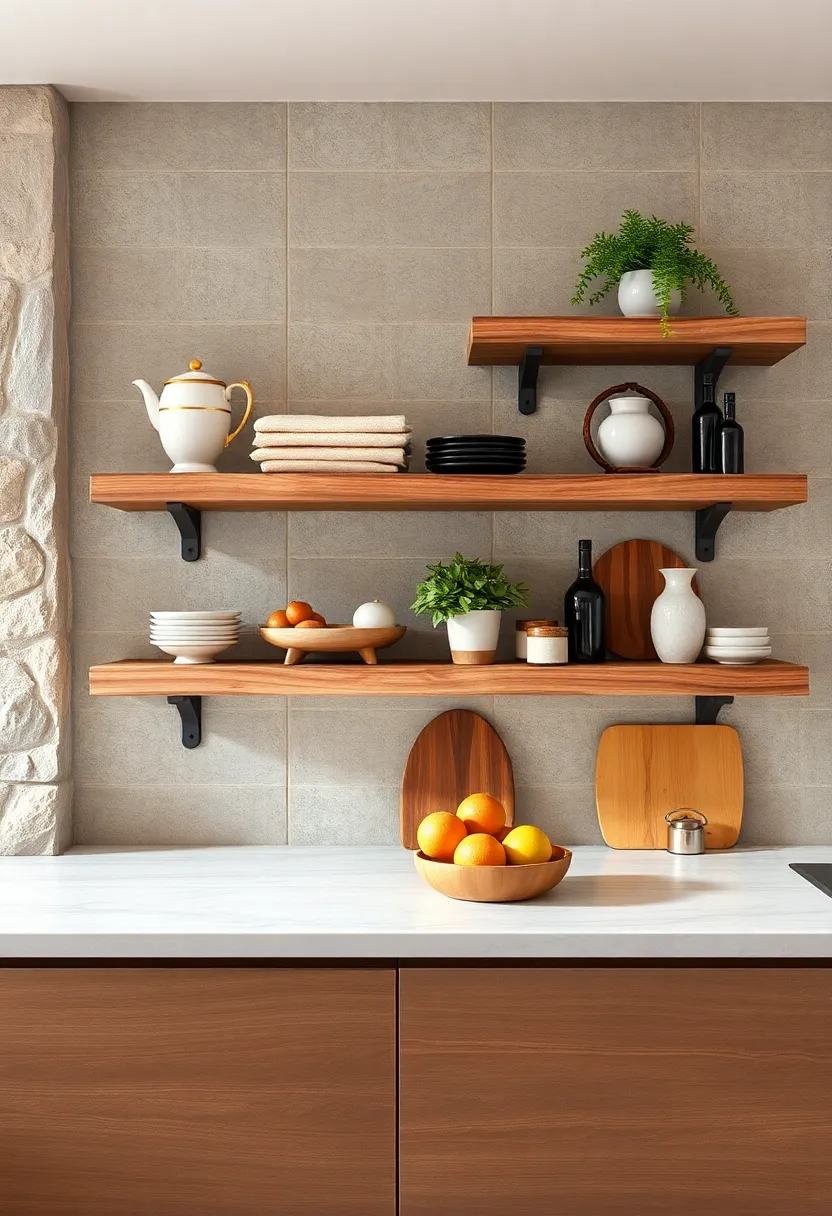 Live Edge Wooden Shelves With Minimalist Supports: The unrefined beauty of live edges paired with minimalist mounts highlights natural​ grain⁤ and texture