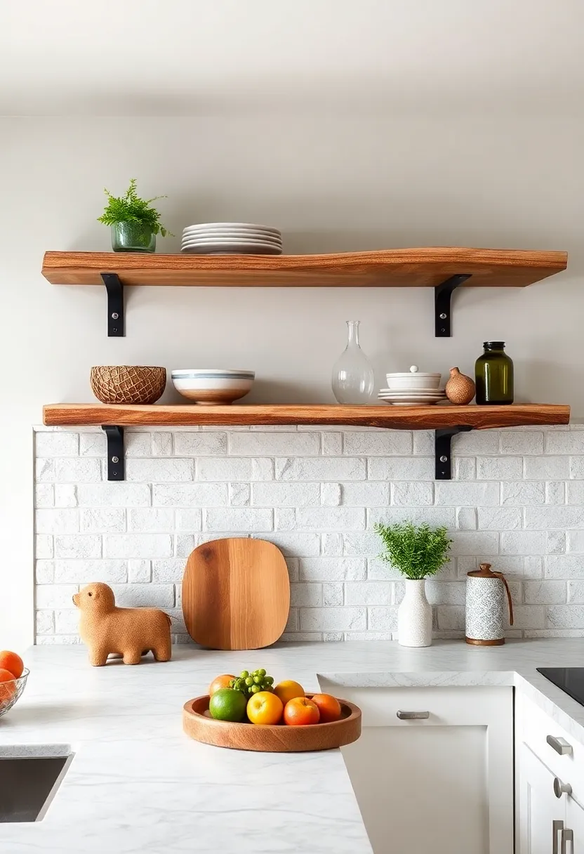 Natural Edge Slab Shelves with Black ​Metal Brackets: Celebrate organic forms with shelves cut from whole ⁤slabs, their raw edges highlighted by contrasting metal supports