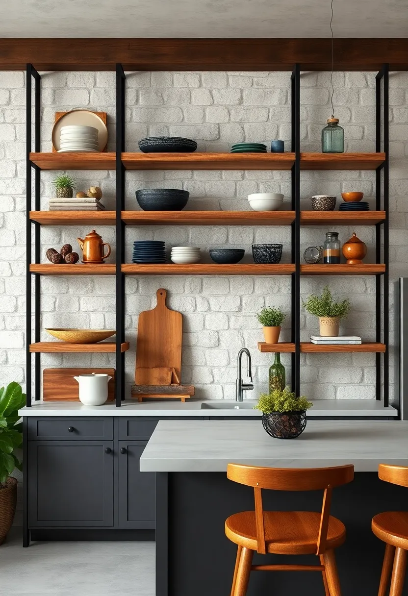 Old Barnwood Shelving⁤ with Blackened Steel Frames: Robust barnwood joined with ‍industrial black‍ steel creates a striking contrast that elevates‌ rustic kitchen design