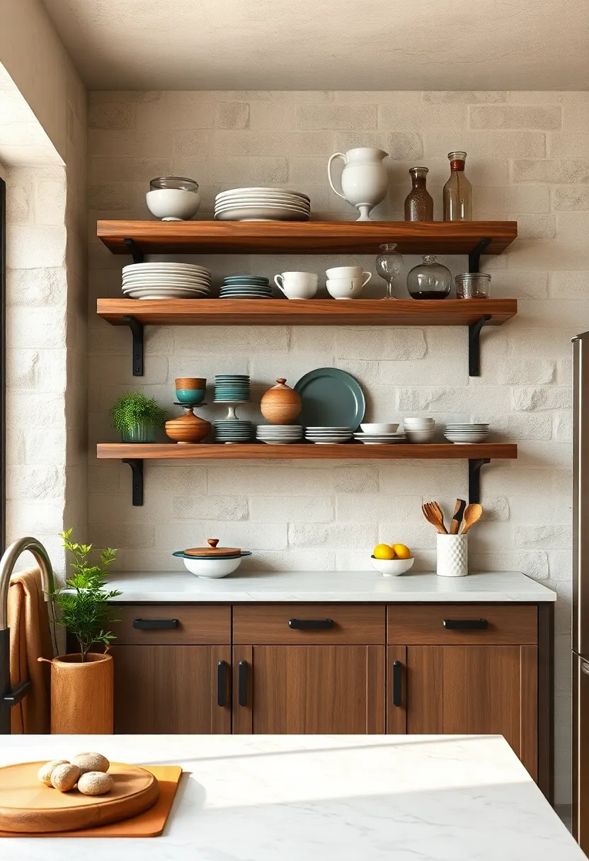 Reclaimed Wood Open Shelves with Iron Brackets: Rustic charm meets eco-friendly⁣ design ⁢in these ⁢sturdy, weathered shelves perfect for ⁢displaying vintage‌ kitchenware
