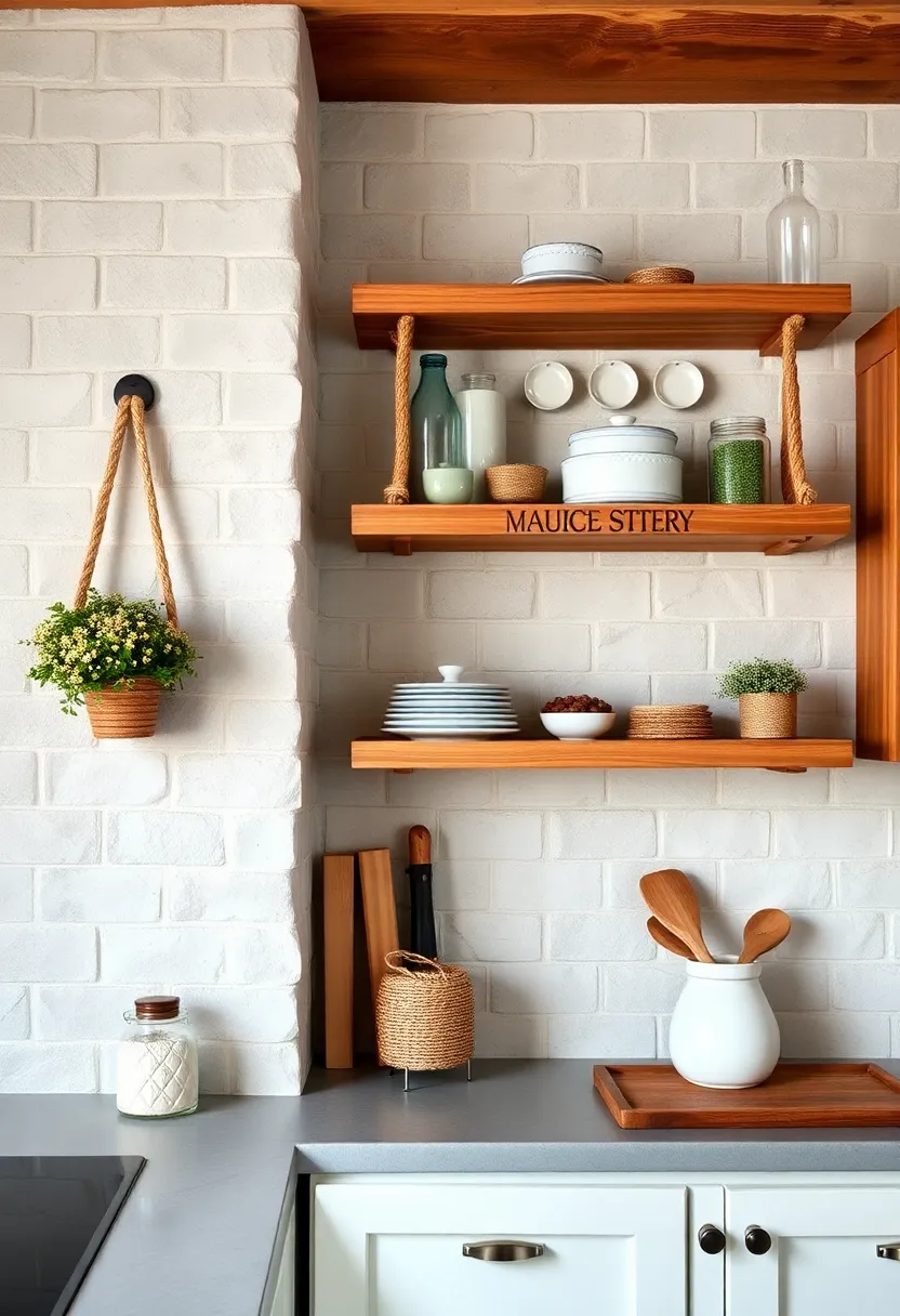 Rustic‍ Pallet Wood Shelves with Rope Handles: Simple pallet wood ⁢shelves ​enhanced with rope handles‍ add easy portability and a casual cottage charm