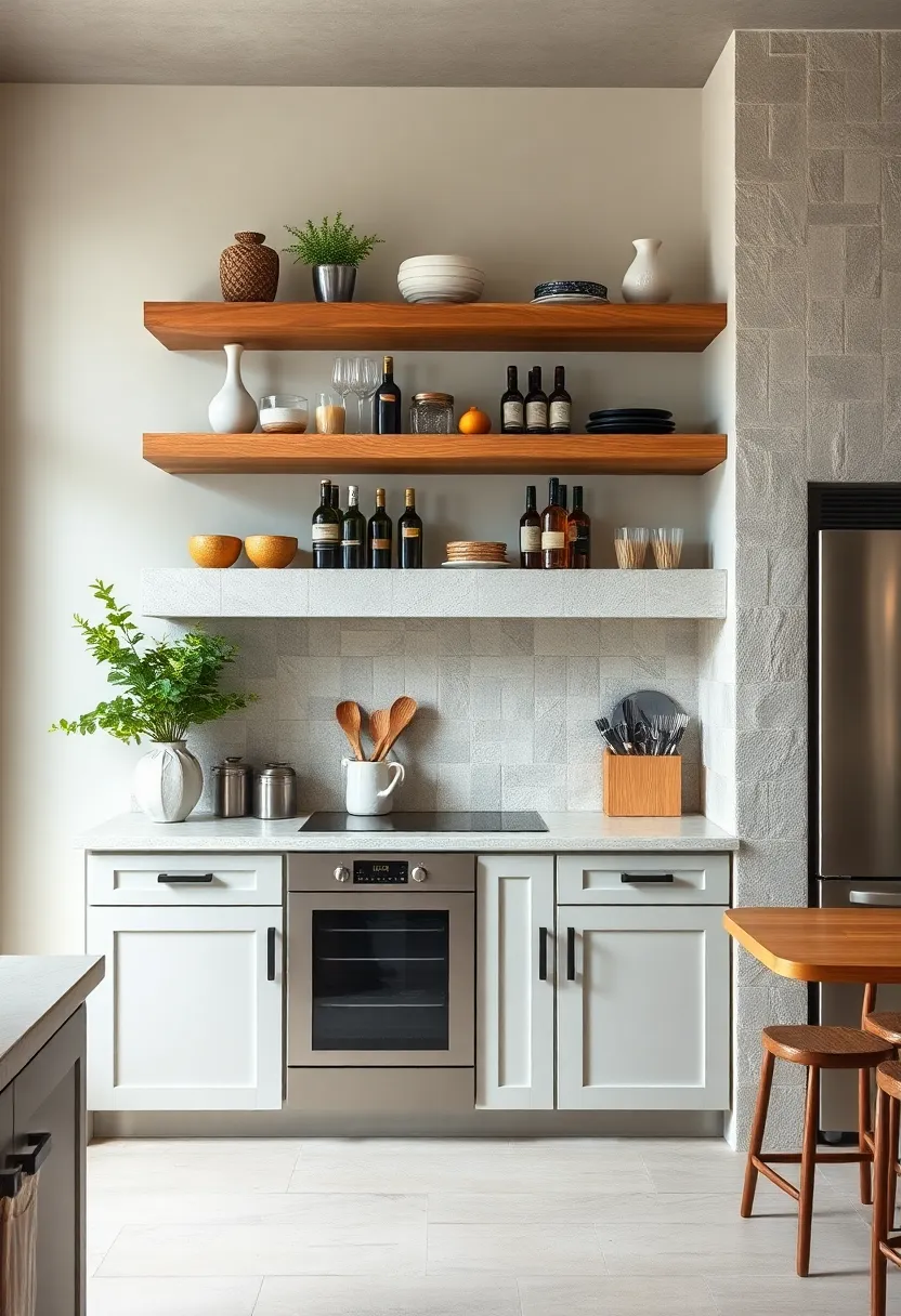 Rustic Shelves with⁢ Integrated Wine Rack: A clever combination of open shelving and a built-in wine rack merges storage‌ and style for cottage kitchens