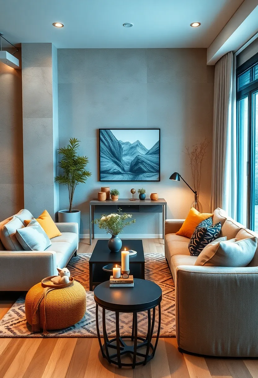 Incorporate subtle scents through candles or diffusers to enhance the cozy atmosphere