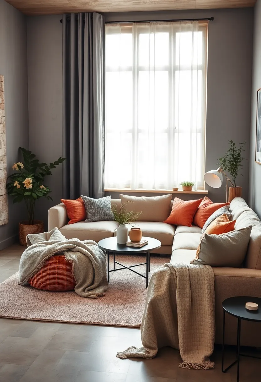 Layer soft throw blankets and pillows for added coziness and visual interest