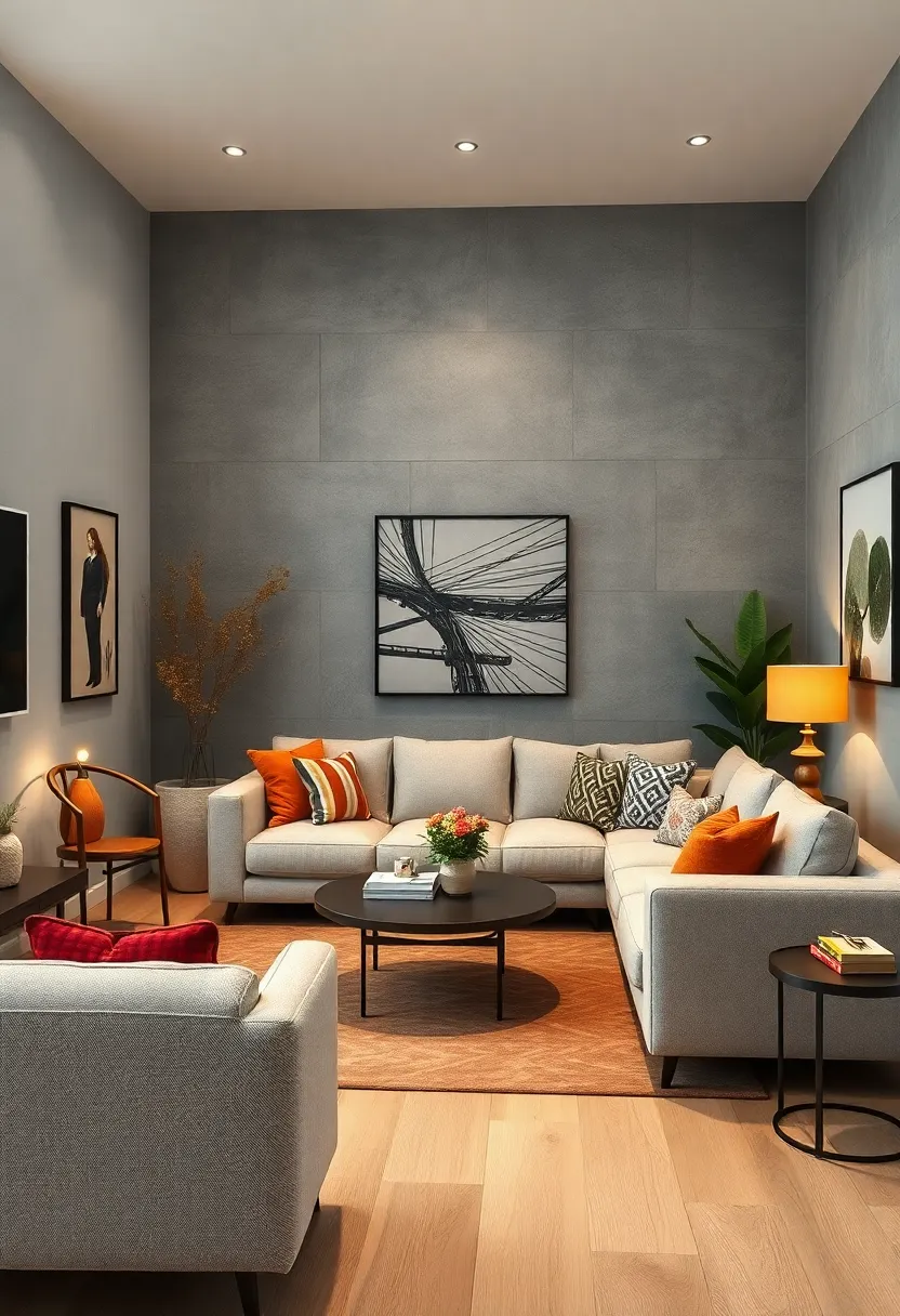 Choose sleek, slim-profile sofas that provide ample seating without overwhelming the room