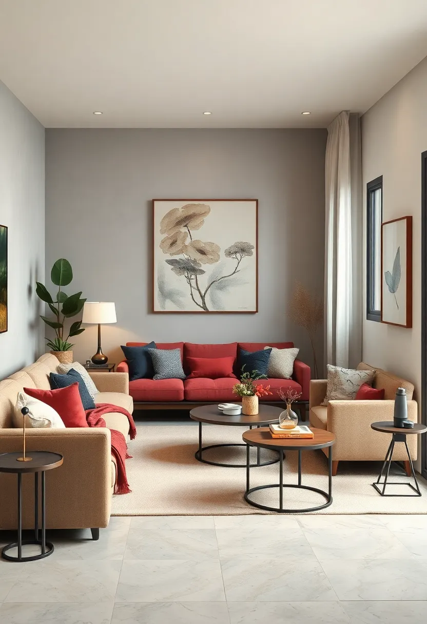 Incorporate minimalist artwork that complements the room's palette without cluttering walls