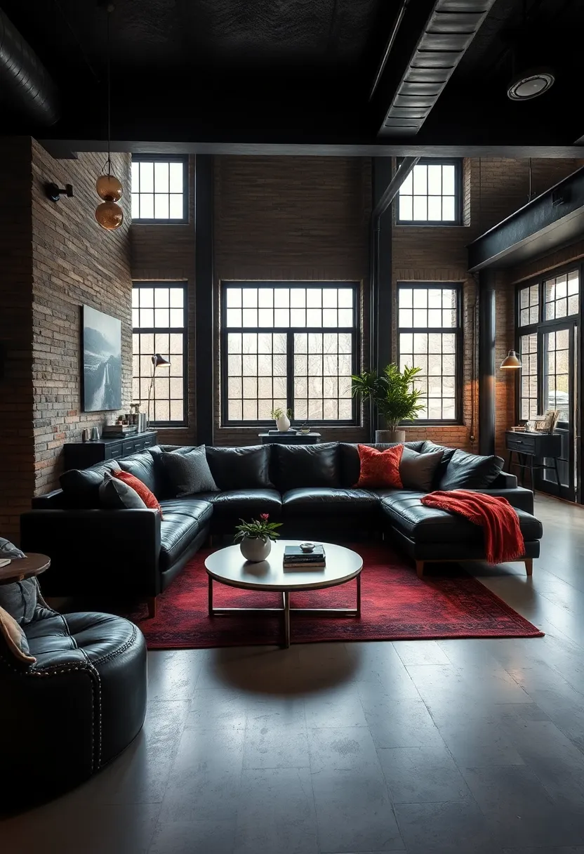 Add a black leather⁢ sectional with metal accents to anchor the seating area and exude urban sophistication
