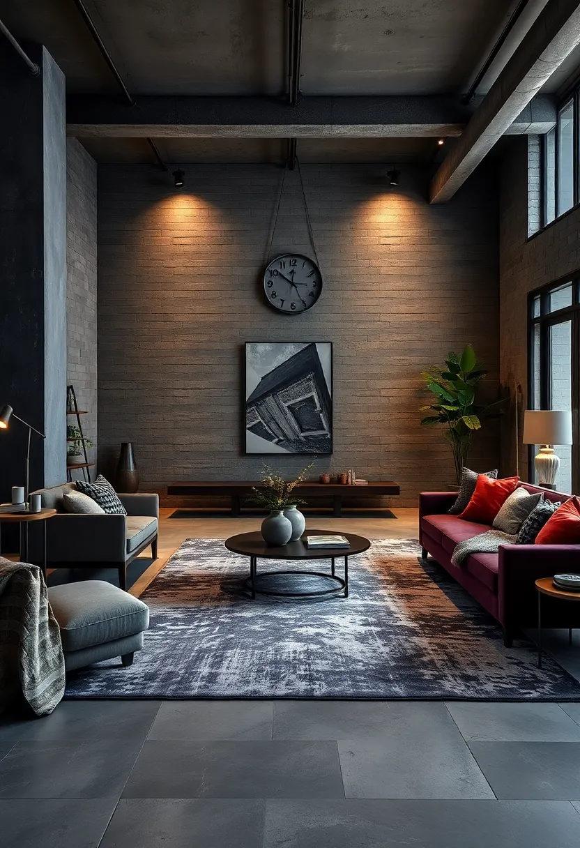 Incorporate⁤ plush, dark-toned rugs with distressed patterns to soften hard surfaces and offer ⁤tactile contrast