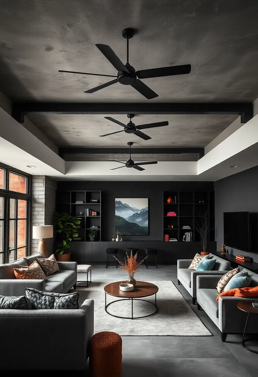 Use black‍ matte ceiling⁢ fans or pendant lights with exposed wiring⁣ to reinforce⁤ the industrial vibe overhead