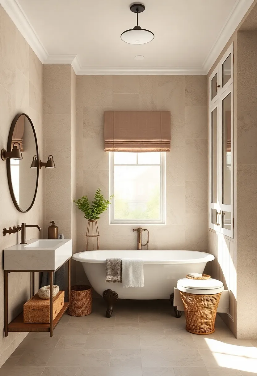 Built-in Storage Cabinets: Incorporate built-in linen cabinets with glass doors to combine vintage storage solutions with elegance