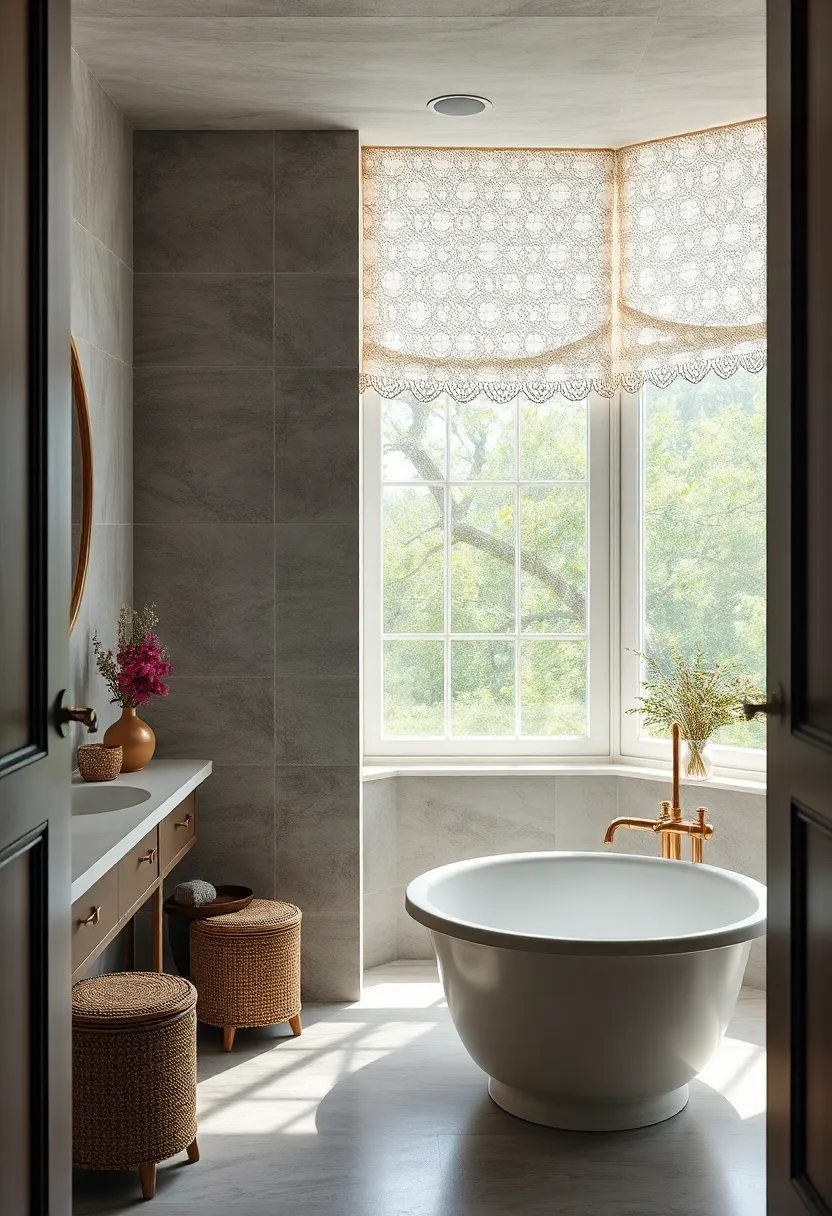 Lace Curtains: Use delicate lace curtains or shades at windows for soft diffusion of natural light and period authenticity