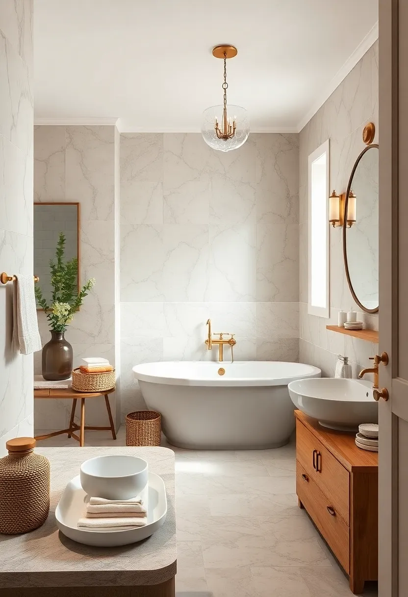 Porcelain Accessories: Add porcelain soap dishes, toothbrush holders, and trays that echo early vintage bathroom details