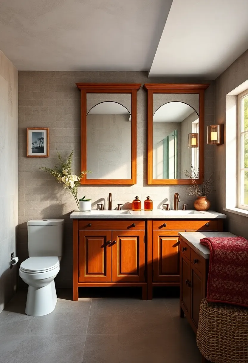 Wood Vanity Cabinets: incorporate warm wood vanity cabinets with traditional craftsmanship to ground the design in timelessness