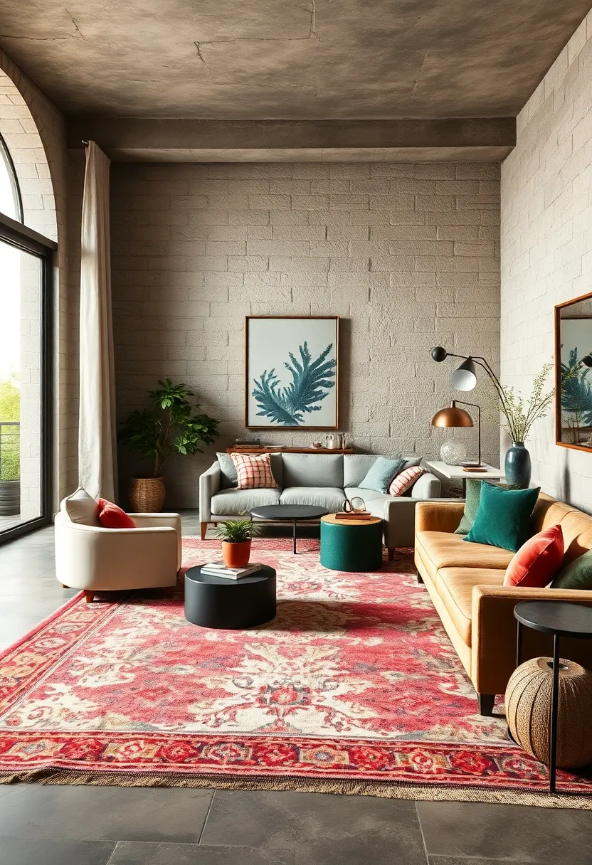 Add vintage rugs with distressed textures to complement and contrast smoother flooring surfaces