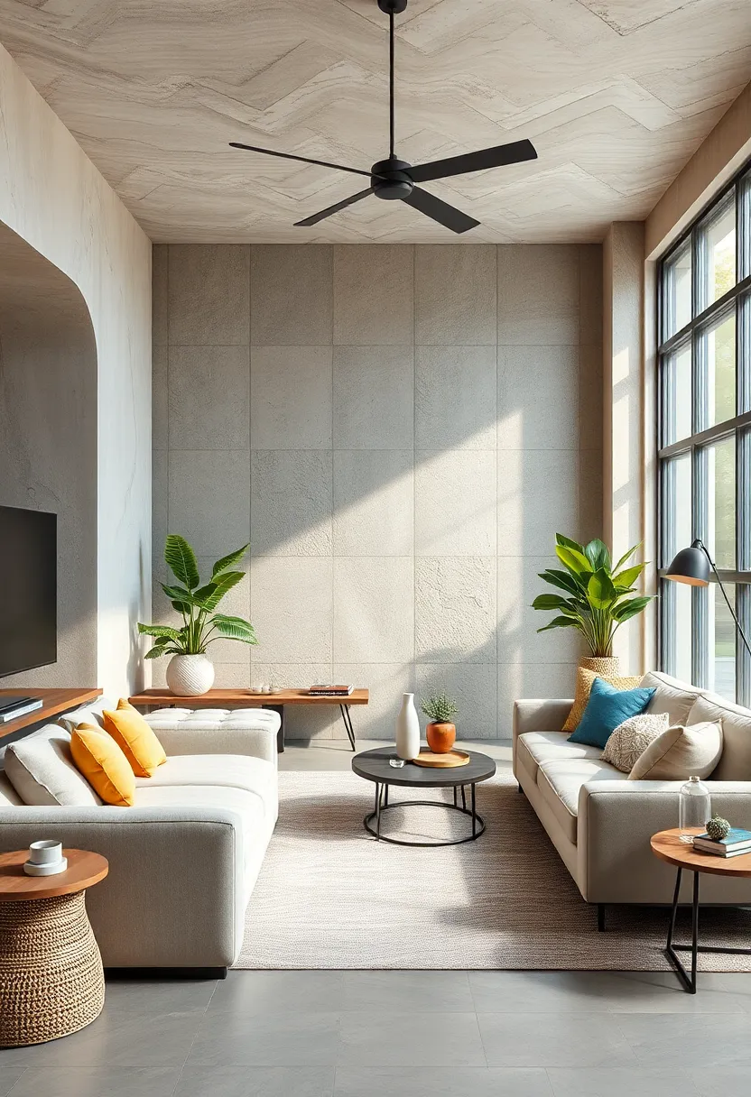 Use a variety of stitching techniques in soft furnishings to add subtle texture variations